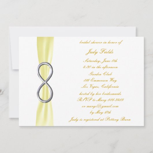Gele Infinity Bruids Douche Uitnodiging (Voorkant)