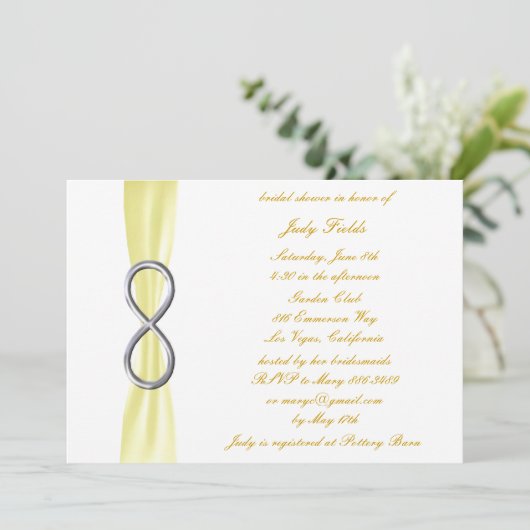 Gele Infinity Bruids Douche Uitnodiging (Staand voorkant)