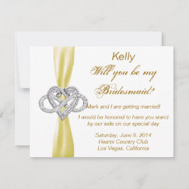 Gele Infinity Heart Bridesmaid Kaart