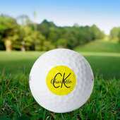 Gele initialen monogram naam golfballen