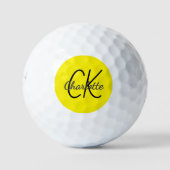 Gele initialen monogram naam golfballen (Voorkant)