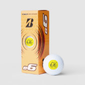 Gele initialen monogram naam golfballen (Verpakking)