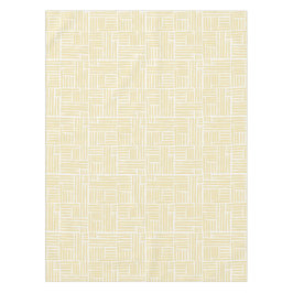 Gele inktrollerstrepen op wit tafelkleed