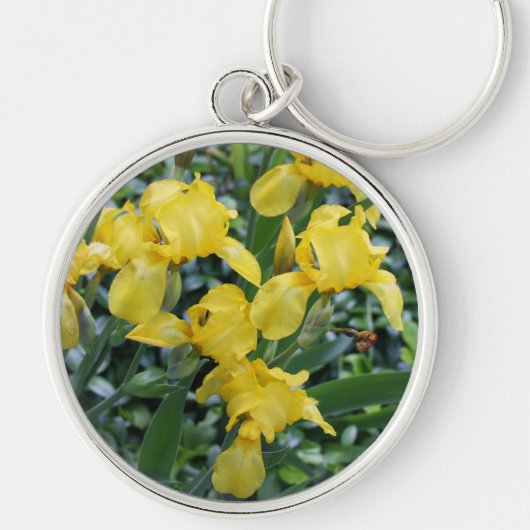 Gele Iris Bloemen Sleutelhanger (Voorkant)