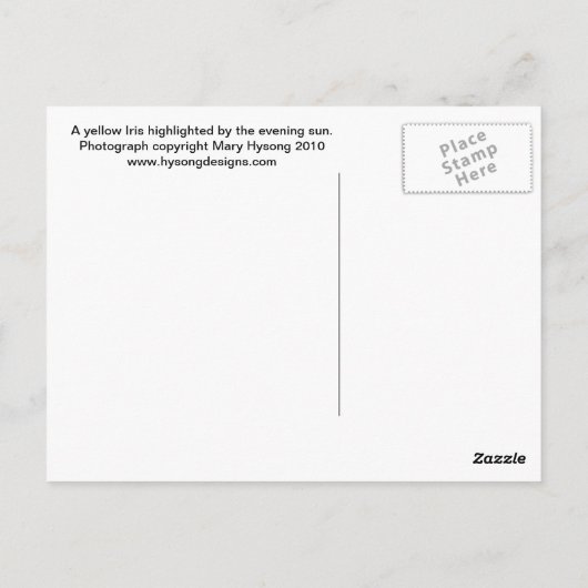 Gele Iris Briefkaart (Achterkant)