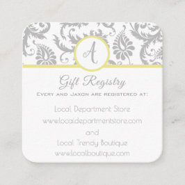 Gele Iris Damask Wedding Gift Registry Kaart