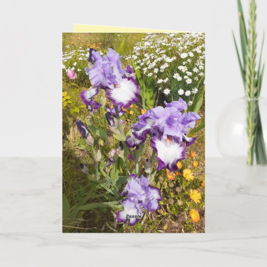 Gele Iris en Irissen Bloemen Bloemen Kaart (Achterkant)