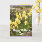 Gele Iris en Tabby Kat Bloemen Moederdag Kaart (Gele Bloem)