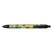 Gele Iris Floral Pens Blauwe Inkt Pen (Achterkant)