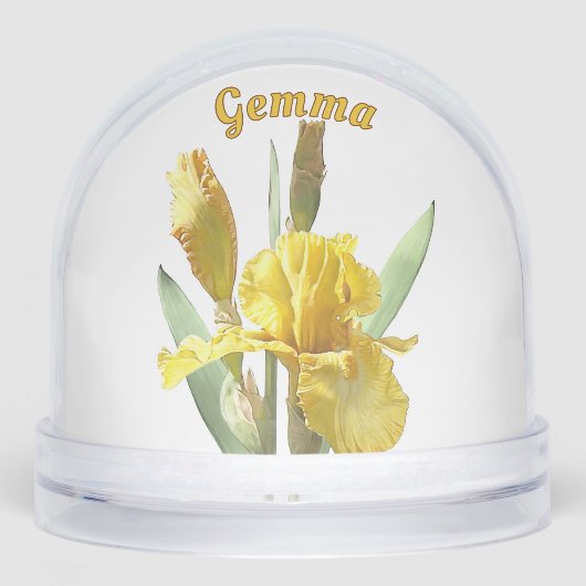 Gele Iris Flower Botanical Art op maat gemaakt Sneeuwbol (Voorkant)