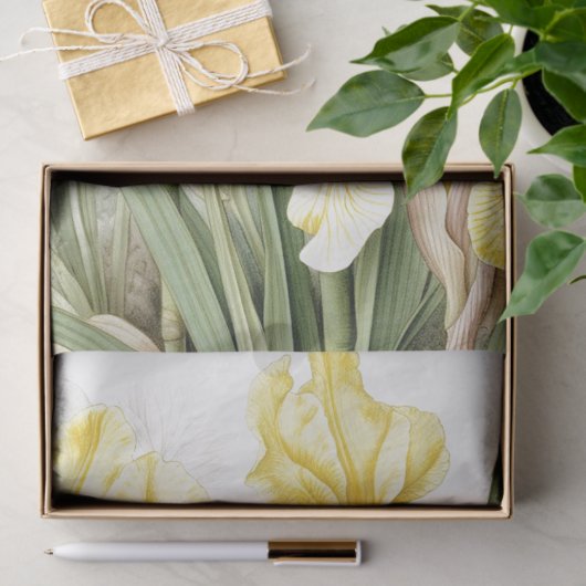 Gele Iris Flower Butterfly Franse ontkoppeling Tissuepapier (Geschenk)