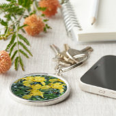 Gele Iris Flowers Sleutelhanger (Zijkant)