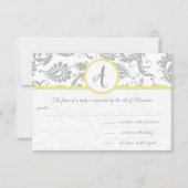 Gele iris & Grijze Damast RSVP Inzetstuk (Voorkant)