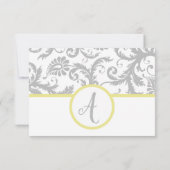 Gele iris & Grijze Damast RSVP Inzetstuk (Achterkant)