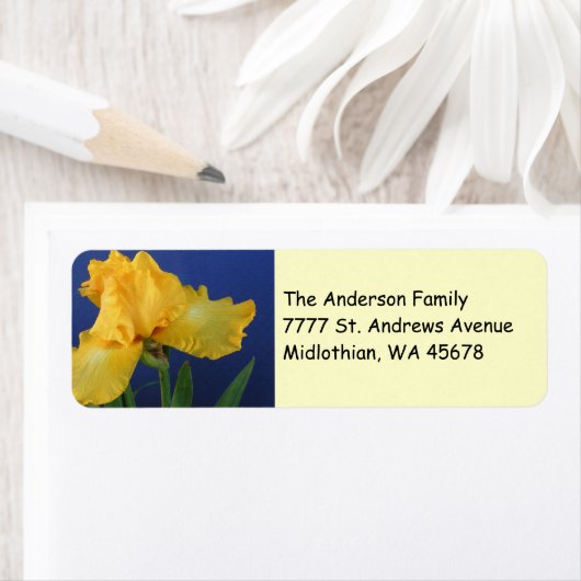 Gele Iris Return-adreslabel Etiket (Insitu)