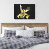 gele irisbloem op zwarte achtergrond . canvas afdruk (Insitu (Slaapkamer))
