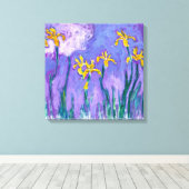 Gele Irises met roze wolken | Claude Monet | Canvas Afdruk (Insitu (Houten vloer))