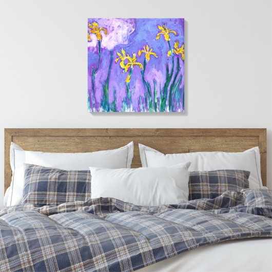 Gele Irises met roze wolken | Claude Monet | Canvas Afdruk (Insitu (Slaapkamer))