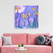 Gele Irises met roze wolken | Claude Monet | Canvas Afdruk (Insitu (Woonkamer))