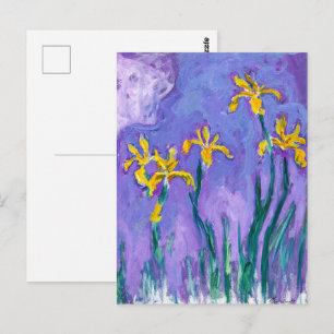 Gele irissen met roze wolk Claude Monet Briefkaart