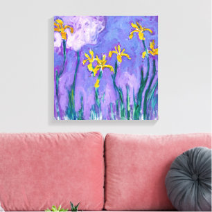 Gele Irissen met Roze Wolk Claude Monet Canvas Afdruk