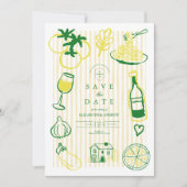 Gele Italiaanse bruiloft schets Save The Date (Voorkant)