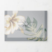 Gele ivoren Waterverf Hibiscus Foliage Weddenschap Drieluik Uitnodiging (Cover)