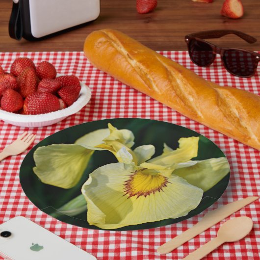 Gele Japanse Iris Floral Papieren Bordje (Picknick)