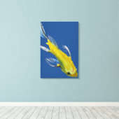 Gele Japanse Koi waterverf kunst Canvas Afdruk (Insitu (Houten vloer))