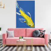 Gele Japanse Koi waterverf kunst Canvas Afdruk (Insitu (Woonkamer))