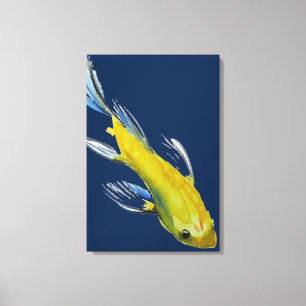 Gele Japanse Koi waterverf kunst Canvas Afdruk
