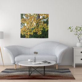 Gele Japanse mazelen laten foto Wandkleed