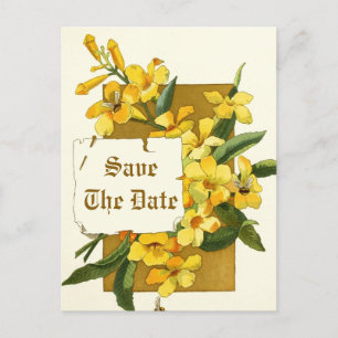 Gele jasmijn bloemen bruiloft Save the Date Aankondigingskaart