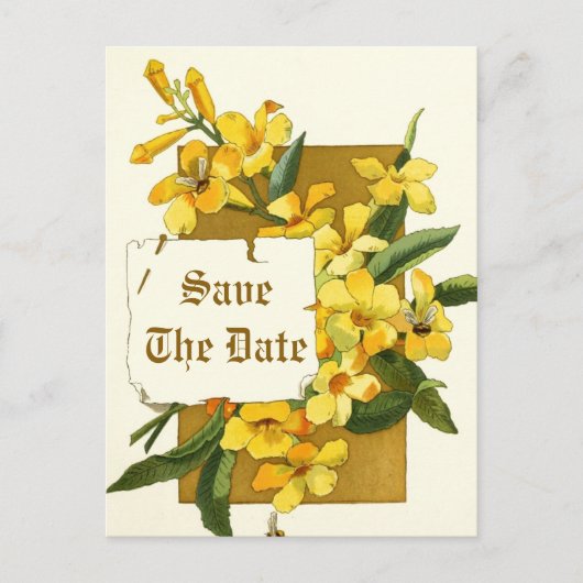 Gele jasmijn bloemen bruiloft Save the Date Aankondigingskaart (Voorkant)