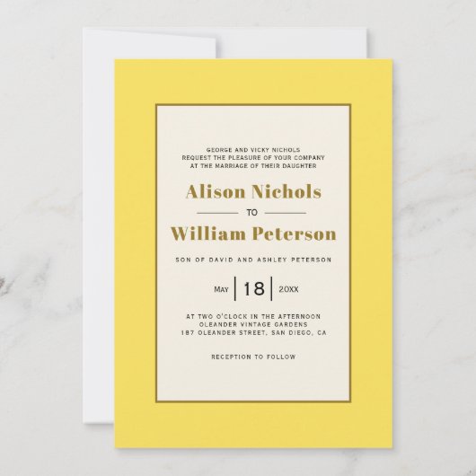 gele jasminebloem bruiloft kaart (Achterkant)