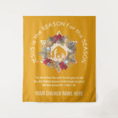 Gele JESUS IS DE REDEN VAN kersttapage Wandkleed (Voorkant)