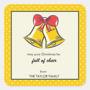 Gele Jingle bells polka stipt sticker