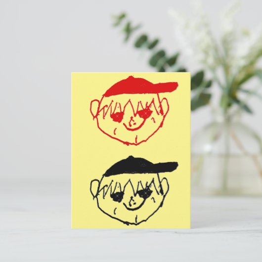 Gele jongens met honkbalpetjes feest briefkaart (Staand voorkant)