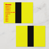 Gele jumpsuit visitekaartje (Voorkant / Achterkant)