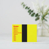Gele jumpsuit visitekaartje (Staand voorkant)