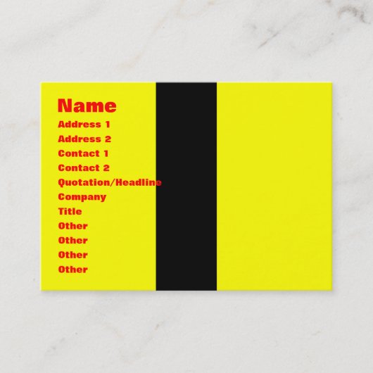 Gele jumpsuit visitekaartje (Voorkant)