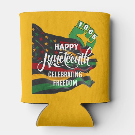 Gele JUNETEENTH Afrikaanse Amerikaanse vlag Blikjeskoeler (Achterkant)