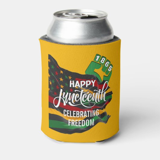 Gele JUNETEENTH Afrikaanse Amerikaanse vlag Blikjeskoeler (Blikje Achterkant)