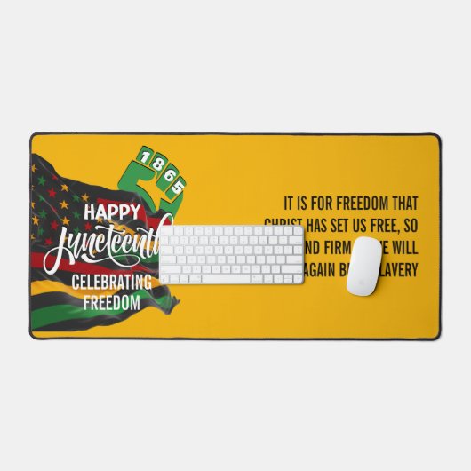 Gele JUNETEENTH Afrikaanse Amerikaanse vlag Bureaumat (Keyboard & Muis)