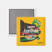 Gele JUNETEENTH Afro-Amerikaanse Vlag Magneet (Voorkant / Achterkant)