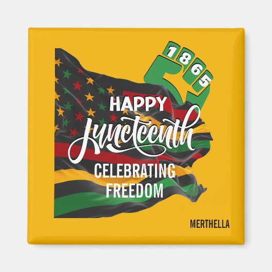 Gele JUNETEENTH Afro-Amerikaanse Vlag Magneet (Voorkant)