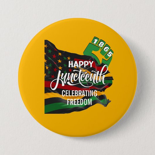 Gele JUNETEENTH Afro-Amerikaanse Vlag Ronde Button 7,6 Cm (Voorkant)