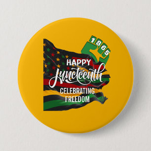 Gele JUNETEENTH Afro-Amerikaanse Vlag Ronde Button 7,6 Cm