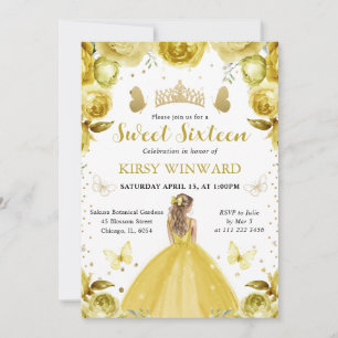 Gele jurk Blonde Prinses Sweet 16 Kaart