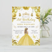 Gele jurk Blonde Prinses Verjaardag Kaart (Staand voorkant)